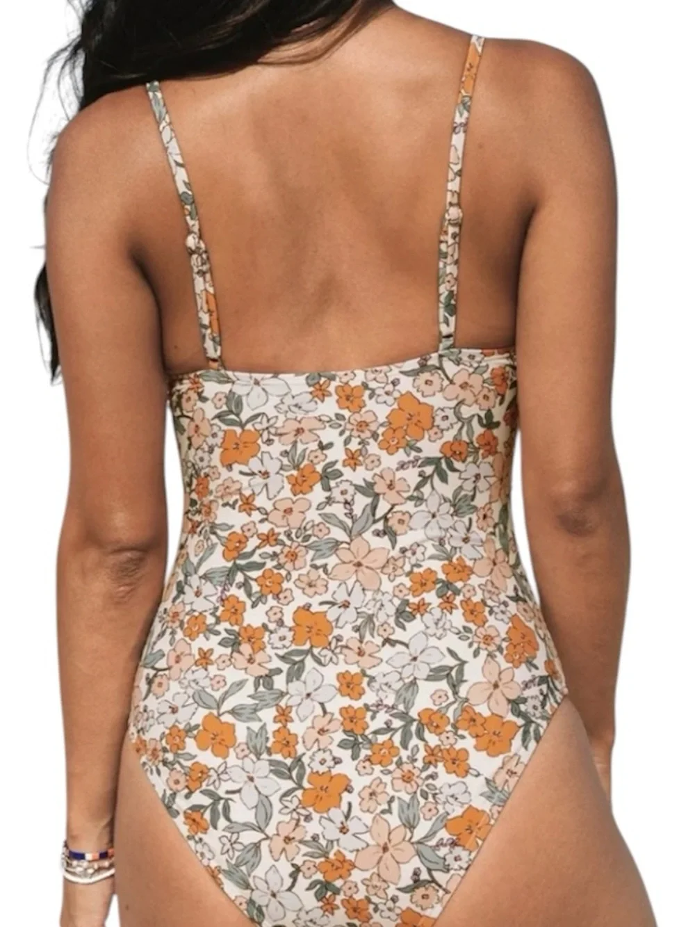 Cupshe Yellow and green Floral V-Neck One-Piece Swim - Picture 3 of 13